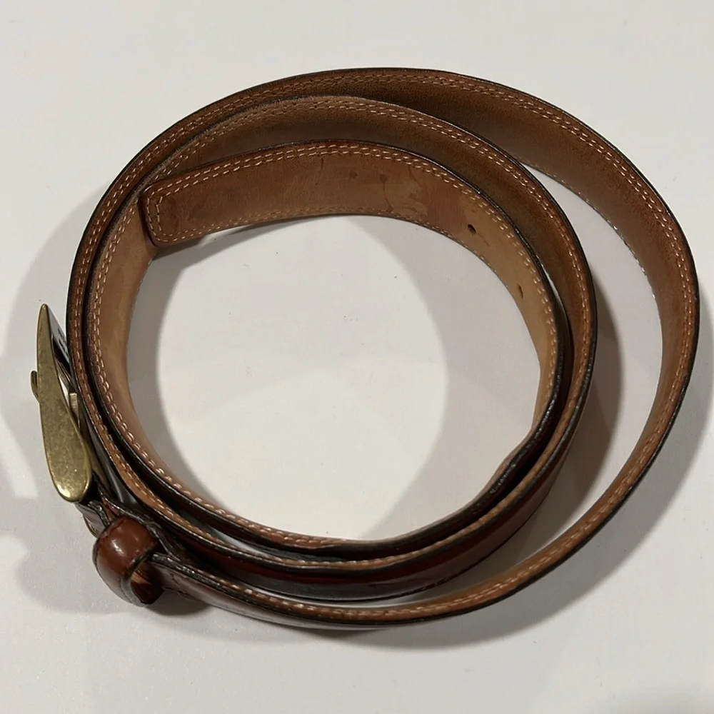 Vintage Italian leather‎ belt - 40, brass hardware